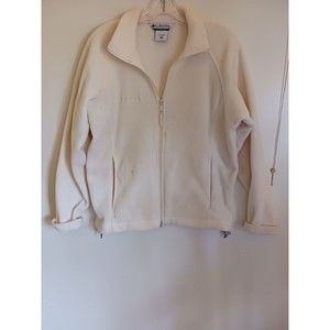 Columbia Full Zip Up Fleece Jacket Womens Size Medium White Long Sleeve